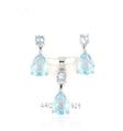 PARURE TONDA 4mm CON GOCCIA 7X9mm ZIRCONI ACQUAMARINA