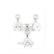 PARURE TONDA 4mm CON GOCCIA 7X9mm ZIRCONI BIANCHI