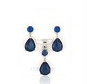 PARURE TONDA 4mm CON GOCCIA 7X9mm ZIRCONI BLU