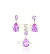 PARURE TONDA 4mm CON GOCCIA 7X9mm ZIRCONI ROSA