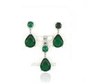 PARURE TONDA 4mm CON GOCCIA 7X9mm ZIRCONI VERDI