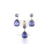 PARURE TONDA 4mm CON GOCCIA 7X9mm ZIRCONI VIOLA