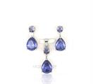 PARURE TONDA 4mm CON GOCCIA 7X9mm ZIRCONI VIOLA