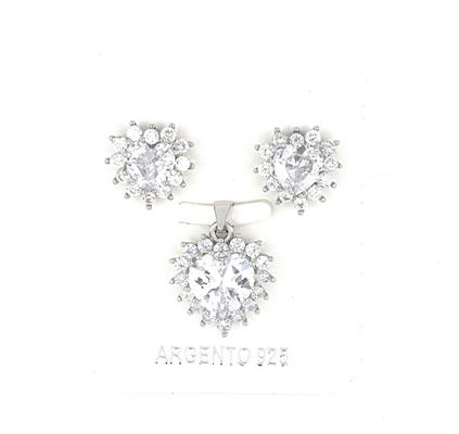 PARURE CUORE 8mm RODIATA ZIRCONI BIANCHI