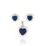 PARURE CUORE 8mm RODIATA ZIRCONI BLU