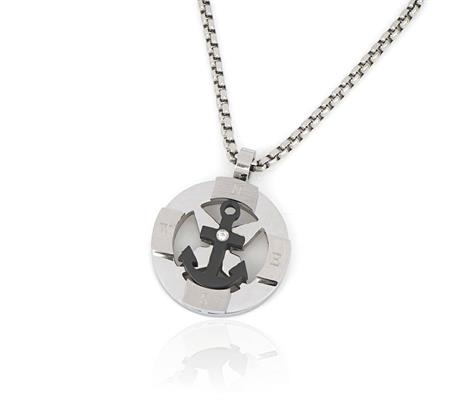 COLLANA ACCIAIO UOMO ANCORA BLACK