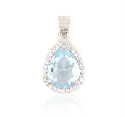 CIONDOLO KATE GOCCIA mm 8X10 ACQUAMARINA IN ARGENTO 925