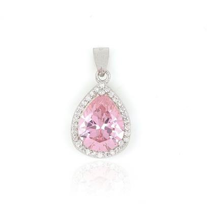 CIONDOLO KATE GOCCIA mm 8X10 ROSA IN ARGENTO 925