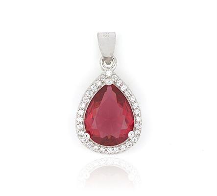 CIONDOLO KATE GOCCIA mm 8X10 ROSSO IN ARGENTO 925