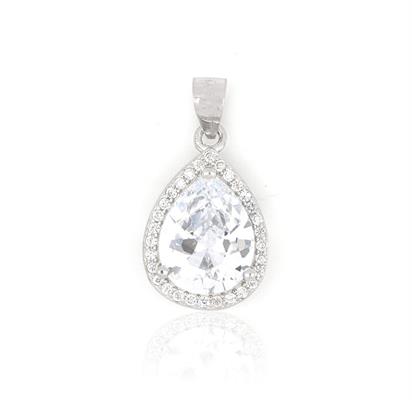 CIONDOLO KATE GOCCIA mm 8X10 BIANCO IN ARGENTO 925