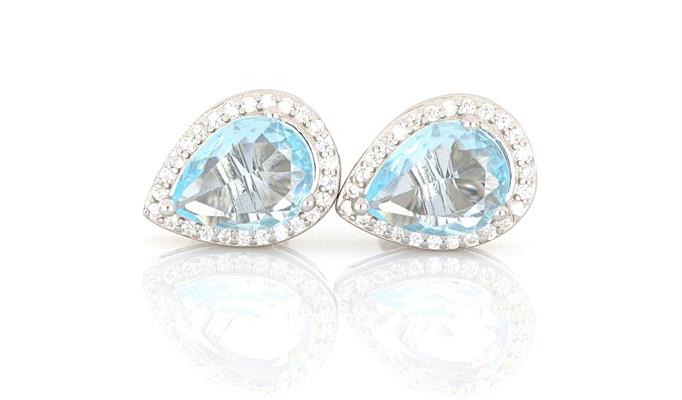 ORECCHINI KATE GOCCIA mm 7X9 ACQUAMARINA IN ARGENTO 925