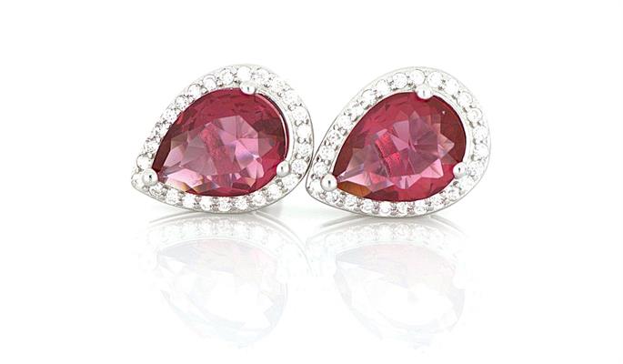 ORECCHINI KATE GOCCIA mm 7X9 ROSSI IN ARGENTO 925