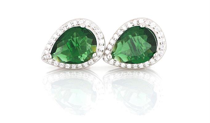 ORECCHINI KATE GOCCIA mm 7X9 VERDI IN ARGENTO 925