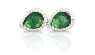 ORECCHINI KATE GOCCIA mm 7X9 VERDI IN ARGENTO 925