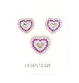 PARURE CUORI TRAFORATI CON ZIRCONI ROSSI IN ARGENTO 925