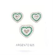 PARURE CUORI TRAFORATI CON ZIRCONI VERDI IN ARGENTO 925