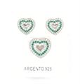 PARURE CUORI TRAFORATI CON ZIRCONI VERDI IN ARGENTO 925