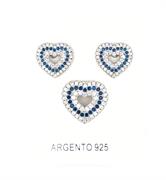 PARURE CUORI TRAFORATI CON ZIRCONI BLU IN ARGENTO 925