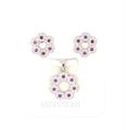 PARURE FIORE TRAFORATO CON ZIRCONI ROSSI IN ARGENTO 925