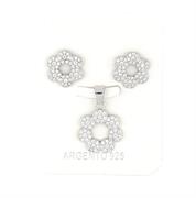 PARURE FIORE TRAFORATO CON ZIRCONI BIANCHI IN ARGENTO 925