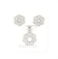 PARURE FIORE TRAFORATO CON ZIRCONI BIANCHI IN ARGENTO 925