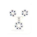 PARURE FIORE TRAFORATO CON ZIRCONI BLU IN ARGENTO 925