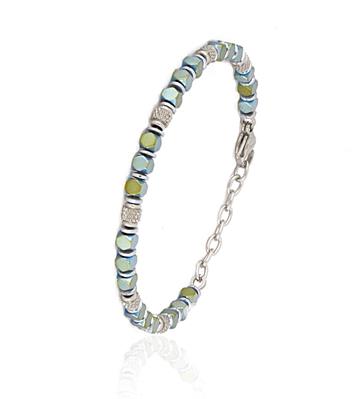 BRACCIALE ACCIAIO CON PEPITE VERDI