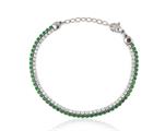 BRACCIALE TENNIS 2FILI ACCIAIO PIETRE BIANCHE E VERDI
