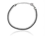 BRACCIALE TENNIS 2FILI ACCIAIO PIETRE BIANCHE E NERE