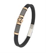 BRACCIALE ACCIAIO E CAUCCIU' CON ROSA DEI VENTI