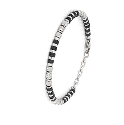 BRACCIALE ACCIAIO CON PIETRE NERE