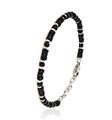 BRACCIALE ACCIAIO CON PIETRE NERE E RAME