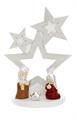 PRESEPE 3 PEZZI SMALTATI SU ALBERO 3 STELLE STILIZZATO H. 22