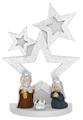 ALBERO 3 STELLE STILIZZATO BIANCO/ARGENTO H. 22 CON PRESEPE